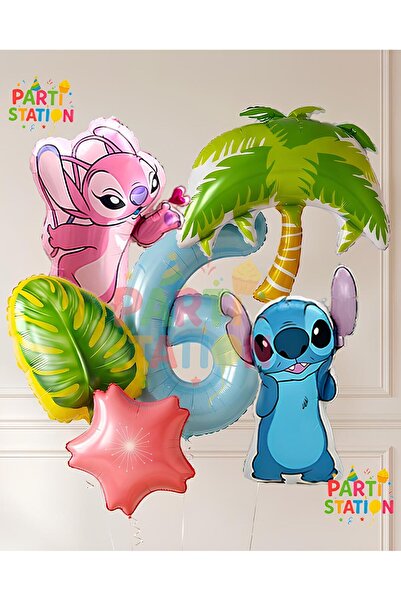 Parti Station Lilo Stitc Balloon and Angel Balloon 6 Years Old 6 Piece Giant ...