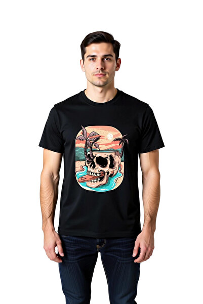 PayBuy Ανδρικό μπλουζάκι με γραφικό σχέδιο Skull Surf Palm Design Άνετη εφαρμ...
