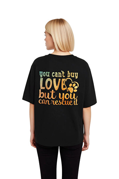 PayBuy Women's Oversize T-Shirt Animal Rescue Themed Printed Relaxed Fit Casu...