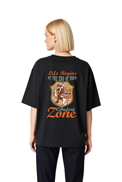 PayBuy Women's Oversize T-Shirt Comfort Zone Motivational Print Pattern Short...