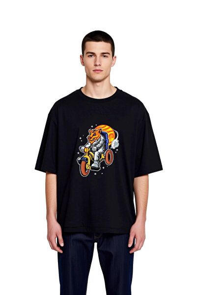 PayBuy Space Adventure Astronaut Fox Printed Men's Oversize T-Shirt