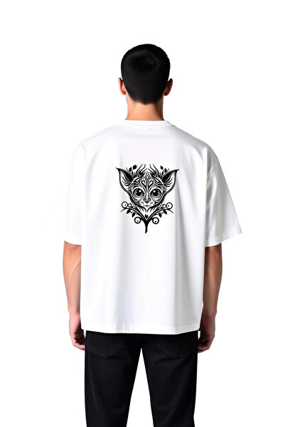 PayBuy Art Cat - Floral and Geometric Pattern Printed Men's Oversize T-Shirt