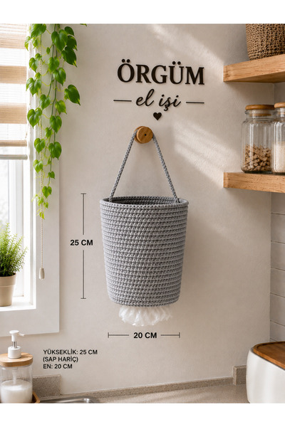 ÖRGÜM Bag Holder 25X18 cm Decorative Wicker Look Bag Holder