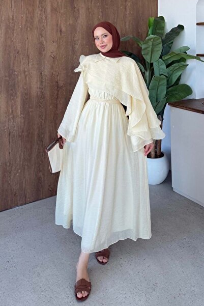 Şule Giyim Lilyum Cape Dress Yellow