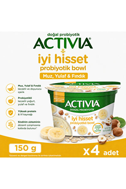 Activia İyi Hisset Probiyotik Bowl Muz Yulaf ve Fındıklı 150 g x4 Adet
