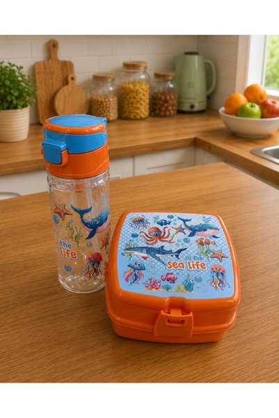 A&A Çocuk Beslenme Kutusu ve Pipetli Suluk Seti – 3 Bölmeli Lunch Box, 500 ml...