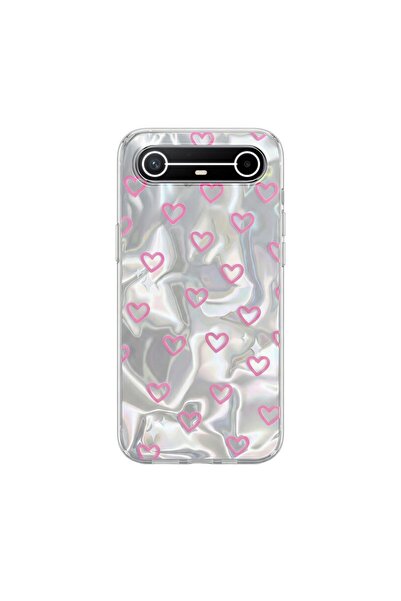 Zebana TECNO SPARK Slim 5G Uyumlu Kılıf Pink Heart Silikon Kılıf Pembe
