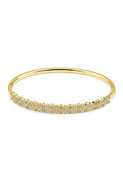 velve Κομψό σταθερό χρυσό βραχιόλι με αστραφτερό κρυστάλλινο σήμα, σε συσκευα...