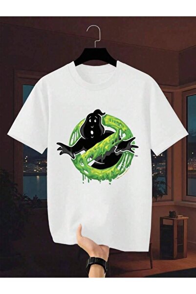 NOURAM Green Prohibits White Ghost Fashion Print-Shirt , Men's 220g New Summe...