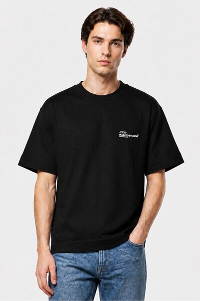 Irasuto Studios Men Crew Neck Short Sleeve Textured T-Shirt, Black