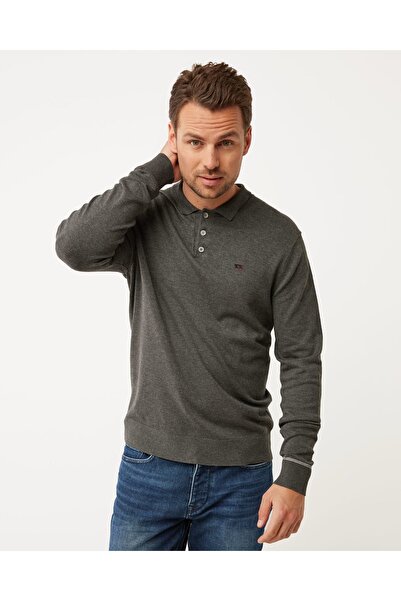 MEXX Πλεκτή Γκρι Μπλούζα τύπου polo