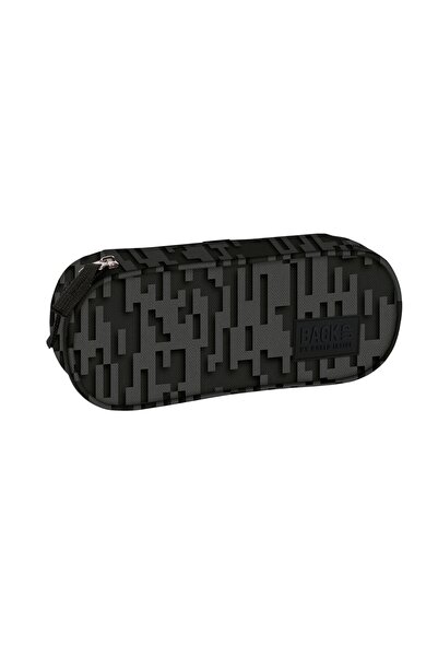 Derform Penar oval BackUp7, 23x9x5cm, model negru geometric , PB7A58