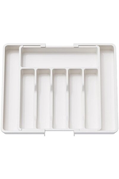 STARSTAR Adjustable 8-compartment white cutlery storage box