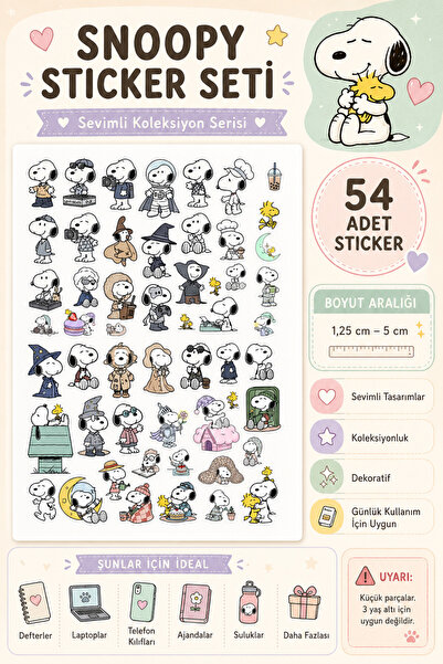 NEORA Snoopy 54 Adet Sticker Seti