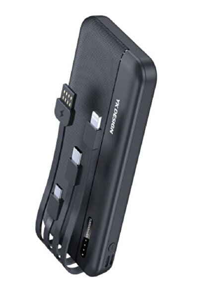 FUTAX 10000 mAh Micro Type-C USB Lightning 4 Kablolu Hızlı Kablosuz Şarj Powerbank (5690)