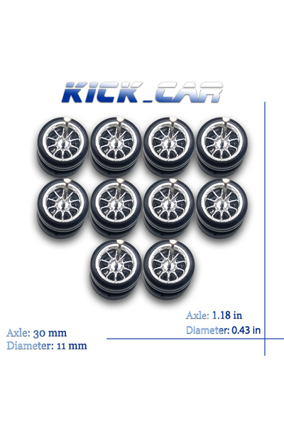 Choice9 MMW79 1/64 Wheels with Fixed Tires Ten Spoke for Toy Model Diecast Ca...