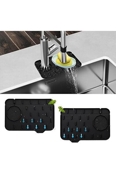 GENERAL 2 Pieces Draining Mat, Mini Splash Guard Silicone Faucet Handle Drip ...