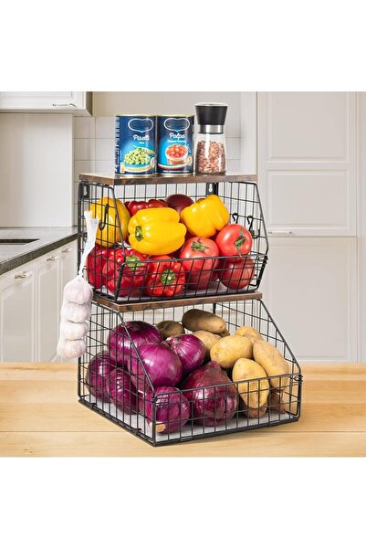 DURKU Fruit Basket, Stackable Wall Mounted Fruit Baskets, Potato Basket Onion...