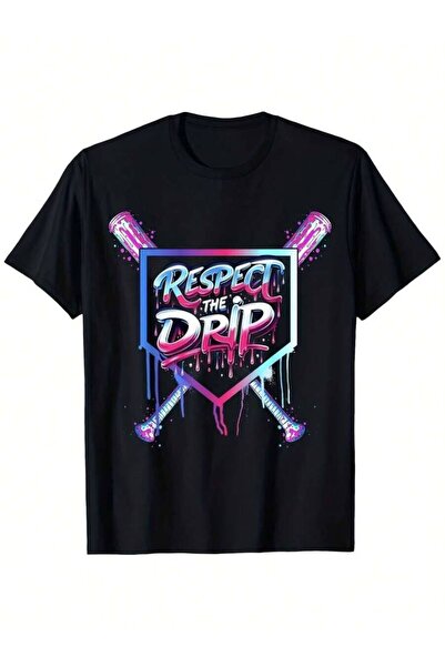 21JNRY تي شيرت رجالي ثقيل الوزن 180 جرامًا بتصميم 'Respect The Drip' باللون ا...