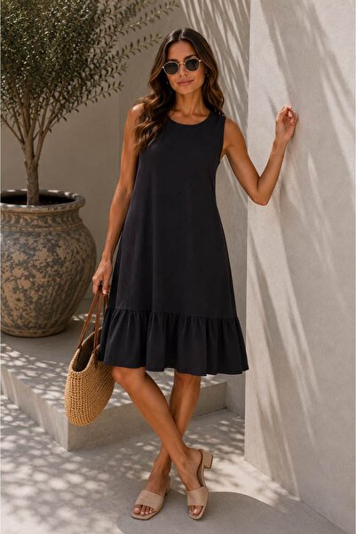 bb butik basic Φόρεμα με υφή μπουρούμικ και υφή ριμπ, MD3535