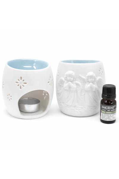 craftmystic Suport Aromaterapie din Ceramica cu Inger - Lumina Calda si Armonie