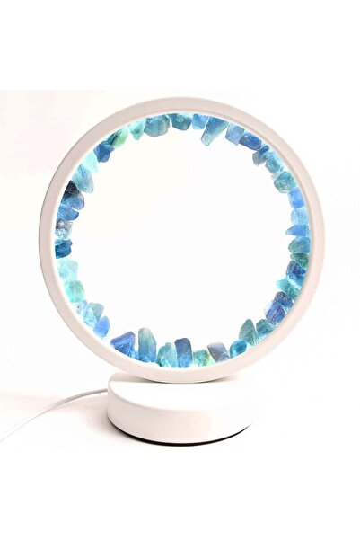 craftmystic Lampa de noapte rotunda cu cristale fluorit - Echilibru si calm p...