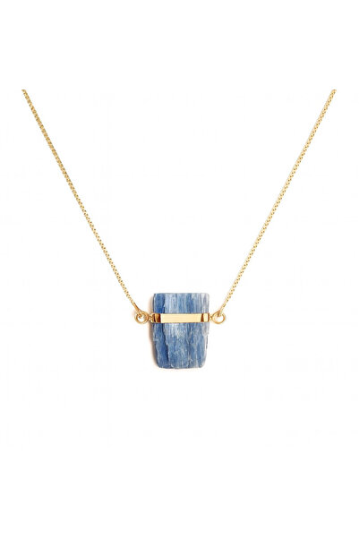 craftmystic Rough Kyanite Necklace Made of 925 Silver and 18K Gold Plated - I...