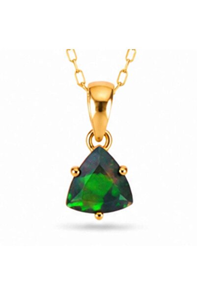 craftmystic 925 silver necklace, 18K gold plated, with black opal triangle – ...