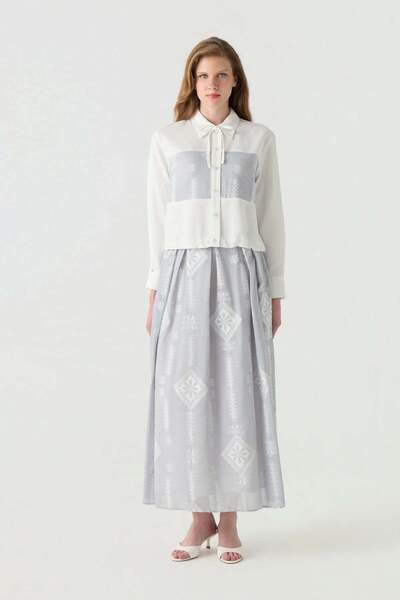 Zühre Lace Detailed Patterned Skirt Suit Azalea Suit 1755