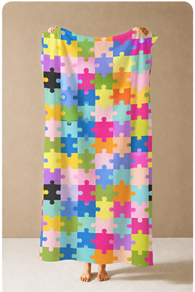 Evmila Pop Art Colorful Pixel Checkered Geometric Patterned 70X150 Beach Towe...