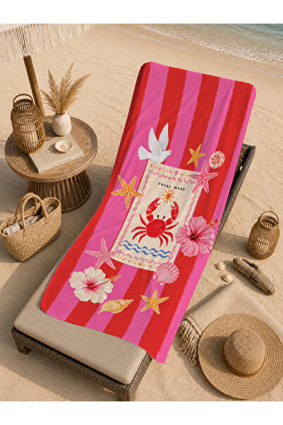 Evmila Tropical Crab and Floral Pattern 70X150 Beach Towel - Digital Printed ...