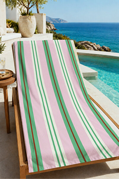 Evmila Pop Art Turquoise Purple Thin Vertical Stripes Patterned 70X150 Beach ...