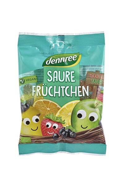 Dennree Jeleuri acrișoare de fructe, bio, vegane, 100g