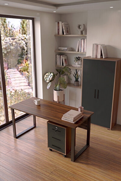Yurupa Dante Ofis Mobilyası Takımı 140 cm Çalışma Masası + 3 Çekmeceli Keson ...