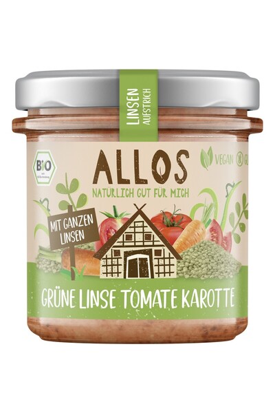 Allos Cremă întregătoare din linte verde, roșii și morcovi, organică, fără gl...