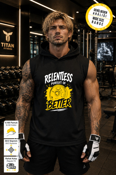BESSA Black Better Printed Standard Fit Hooded Sports Athlete Cotton Fabric S...