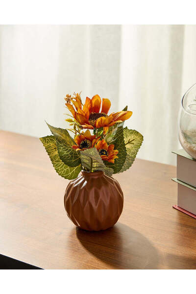 REDTAG Orange Sunflower In Ceramic Vase