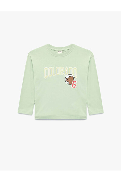 Koton Tricou din bumbac cu mânecă lungă cu imprimeu