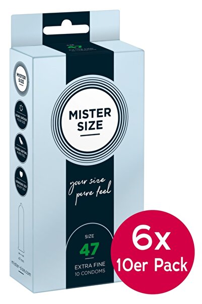 Mister Size Μυστήριο Μέγεθος 47 χιλ. 6X Συσκευασία των 10, Διαφανές