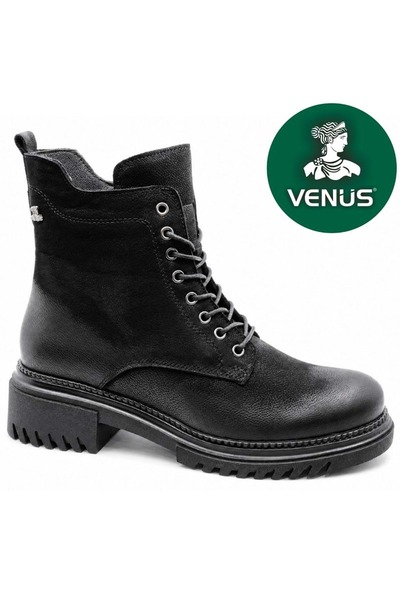 Venüs Pimolisa Genuine Leather Non-Slip Sole Orthopedic Women's Boots Black