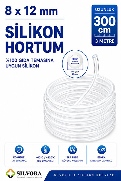 Silvora Trusted silicone rubber solutions %100 Silikon Hortum 8x12 mm-İç Çap ...