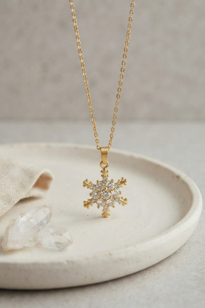 Marsilyan 316L Steel Chain Gold Color Snowflake Pendant Tj-Bko11180 Ilkelgrp-...
