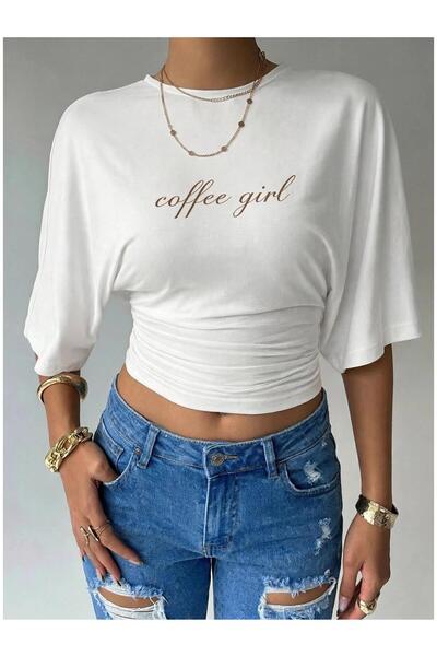 PERISENSE Women's Lycra Bat Sleeve Crop T-Shirt, Fitted at the Waist, Stretch...