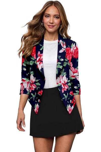 Hybrid & Company Women Double Notch Lapel Sharp Shoulder Pad Office Blazer | ...