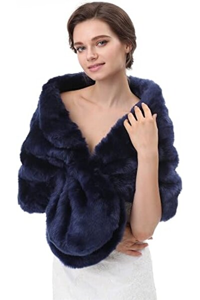 GENERAL Faux Fur Shawl Wrap Stole Shrug Winter Bridal Wedding Cover Up