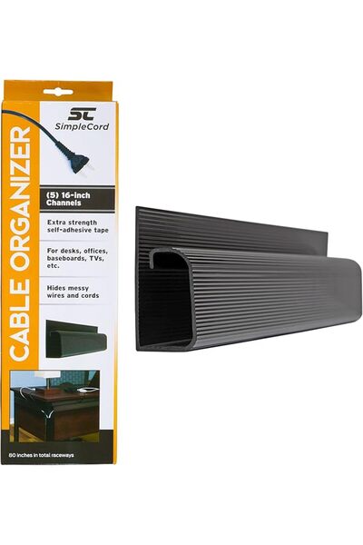 GENERAL SimpleCord J Channel Desk Cable Organizer by – 5 ft Black Raceway Cha...