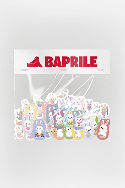 Baprile Πακέτο αυτοκόλλητων Rabbits 60 Pieces Αδιάβροχο σετ αυτοκόλλητων για ...