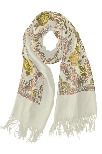 Urban CoCo Women's Embroidered Oversize Tassel Shawl Scarf