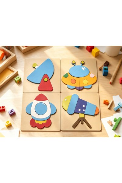 Niks Uzay macerası Montessori / Eğitici Puzzle 4 lü set