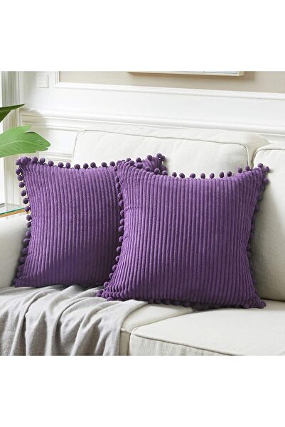 Fancy Homi Pack of 2 Boho Decorative Throw Pillow Covers with Pom-poms, Soft ...